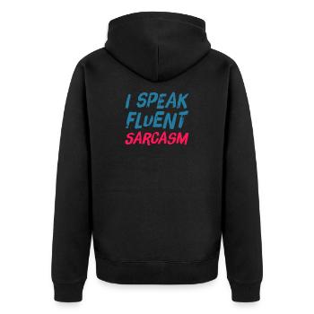Je parle couramment SARCARASM - sarcastique ironique - Veste à capuche bio Premium Unisexe - noir - Dos - Nico (187cm)