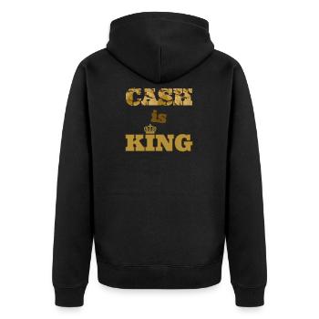 cash is king - Unisex Premium Organic Zip Hoodie - black - Back - Nico (187cm)