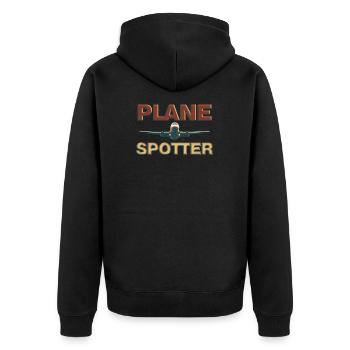 Planespotter - Unisex Premium Bio Zip Hoodie - Schwarz - Hinten - Nico (187cm)
