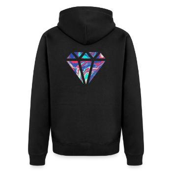 Schlichtes buntes Diamanten Design/Symbol - Unisex Premium Bio Zip Hoodie - Schwarz - Hinten - Nico (187cm)