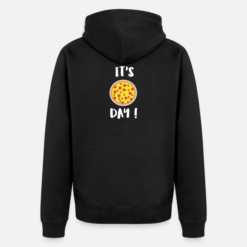 Pizza Day! Essen Geschenk - Unisex Premium Bio Zip Hoodie - Schwarz