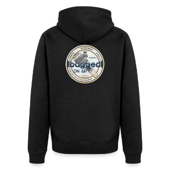 Bagged on air - Unisex Premium Organic Zip Hoodie - black - Back - Nico (187cm)