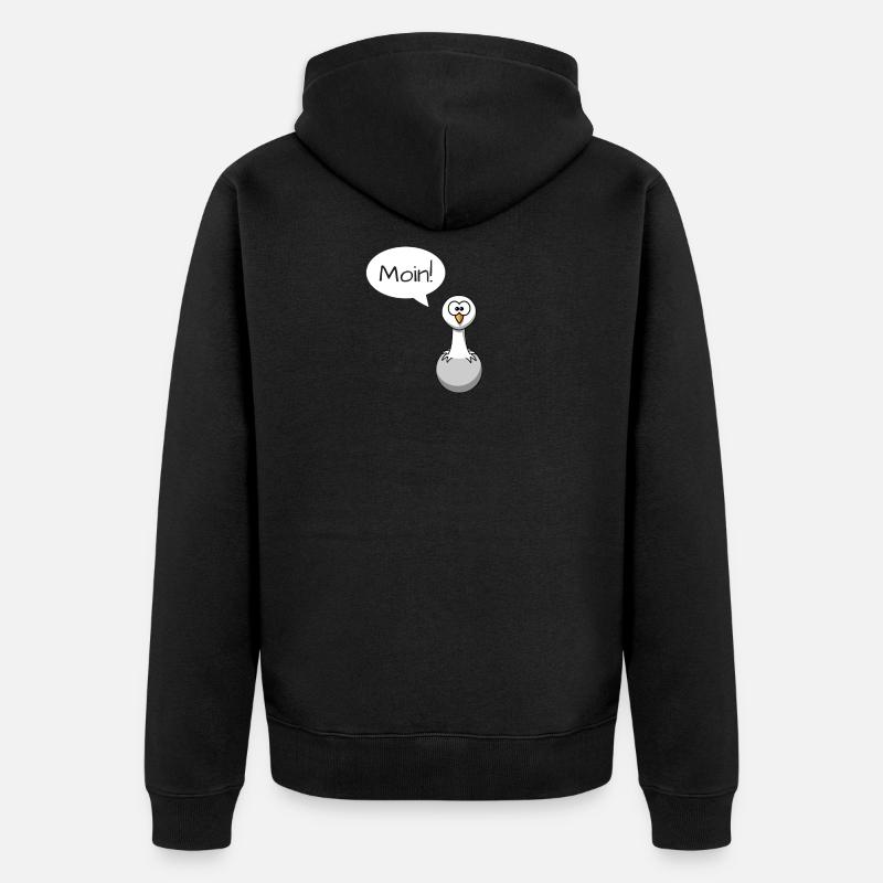 Hello! Seagull with speech bubble Funny gift idea - Unisex Premium Organic Zip Hoodie - black