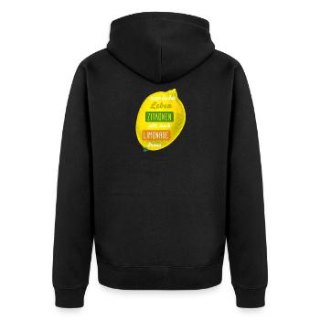 Zitronen, Limonade, lustige Sprüche - Unisex Premium Bio Zip Hoodie - Schwarz - Hinten - Nico (187cm)