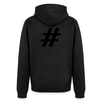 Hashtag - Unisex Premium Bio Zip Hoodie - Schwarz - Hinten - Nico (187cm)