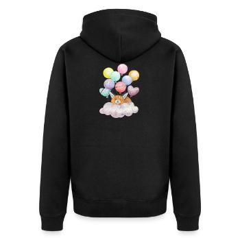 Dreaming fox on cloud with balloons - Unisex Premium Organic Zip Hoodie - black - Back - Nico (187cm)