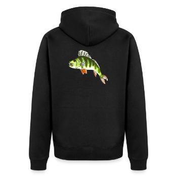 perch - Unisex Premium Organic Zip Hoodie - black - Back - Nico (187cm)