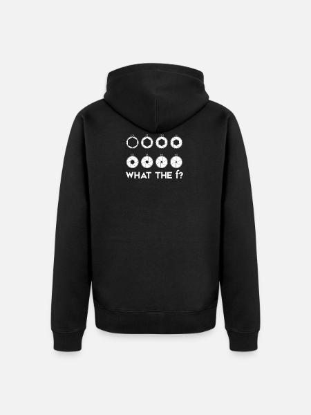 What the F Camera Lens Photography T-shirt - Unisex Premium Organic Zip Hoodie - black
