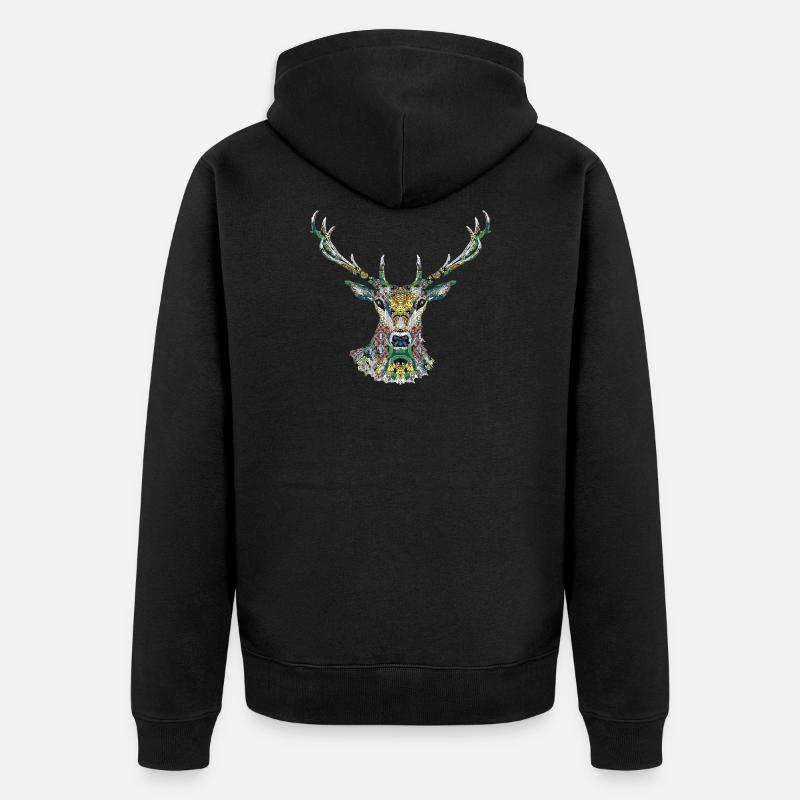 Hirsch - Unisex Premium Bio Zip Hoodie - Schwarz