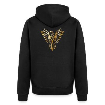 PHOENIX - Unisex Premium Bio Zip Hoodie - Schwarz - Hinten - Nico (187cm)