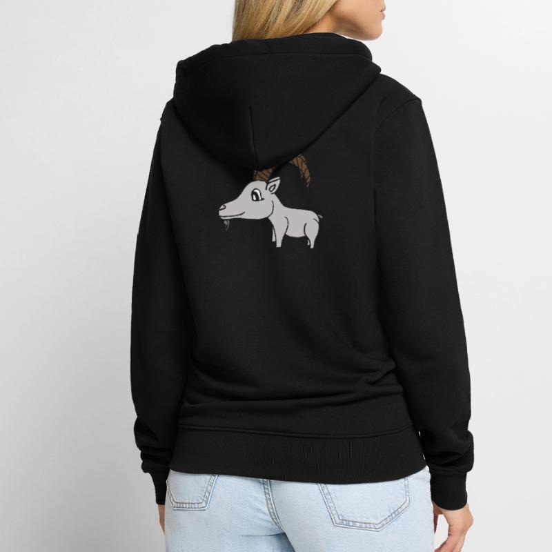 douce chèvre avec des cornes, douce idée de cadeau Veste à capuche bio Premium Unisexe