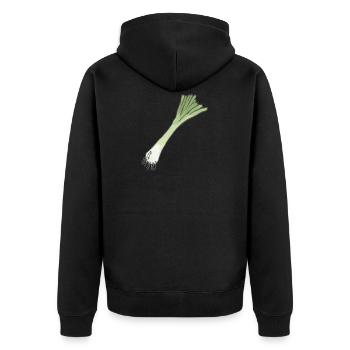Lauchzwiebel mit Wurzel - Unisex Premium Bio Zip Hoodie - Schwarz - Hinten - Nico (187cm)