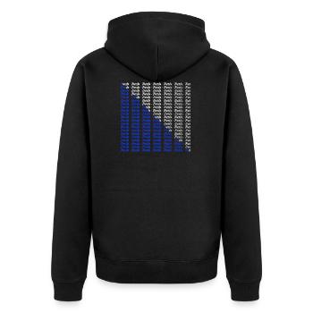 Zürich Stadt Kanton Design Wappen Schrift - Unisex Premium Bio Zip Hoodie - Schwarz - Hinten - Nico (187cm)