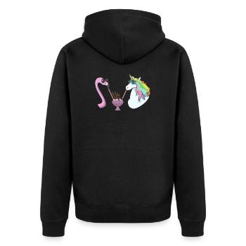 Flamingo unicorn ice cream cup gift summer ice cream - Unisex Premium Organic Zip Hoodie - black - Back - Nico (187cm)