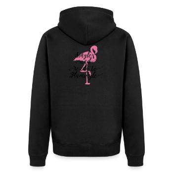 Flamingo cadeau unique disant oiseau rose drôle - Veste à capuche bio Premium Unisexe - noir - Dos - Nico (187cm)