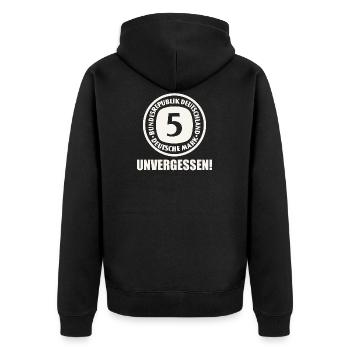 5 Deutsche Mark DM D-Mark Vergangenheit - Unisex Premium Bio Zip Hoodie - Schwarz - Hinten - Nico (187cm)