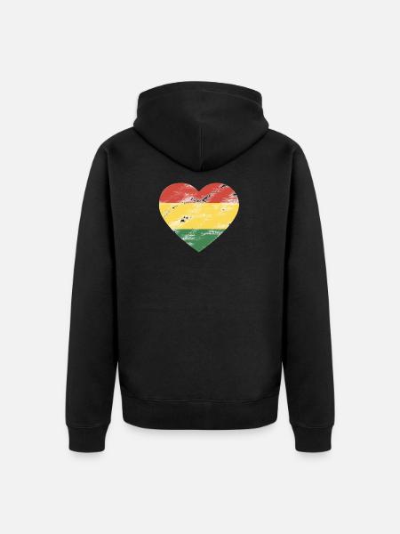 Rasta Herz - Unisex Premium Bio Zip Hoodie - Schwarz