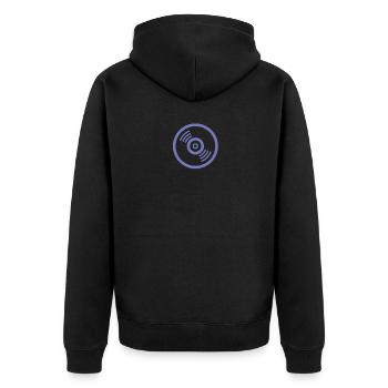 record - Unisex Premium Organic Zip Hoodie - black - Back - Nico (187cm)
