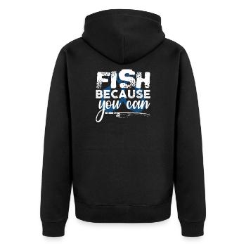 Angel Design Angler Angeln Fischen Rute Geschenk - Unisex Premium Bio Zip Hoodie - Schwarz - Hinten - Nico (187cm)