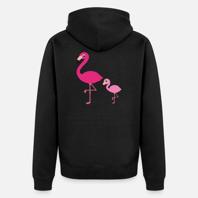 Flamingo mère avec enfant - Veste à capuche bio Premium Unisexe - noir
