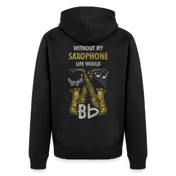 Saxophone saxophone musicien cadeau de musique - Veste à capuche bio Premium Unisexe - noir - Dos - Nico (187cm)
