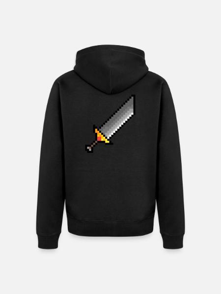 Riesen Schwert Pixel Art - Unisex Premium Bio Zip Hoodie - Schwarz