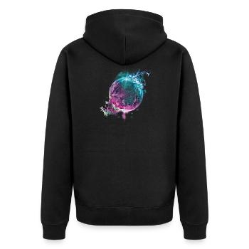 Flammenplanet - Unisex Premium Bio Zip Hoodie - Schwarz - Hinten - Nico (187cm)