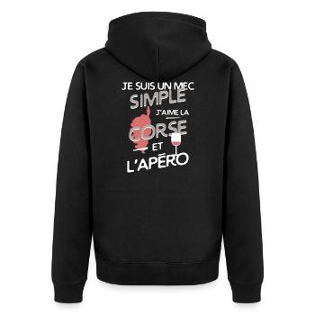 Corse - un mec simple - Veste à capuche bio Premium Unisexe - noir - Dos - Nico (187cm)