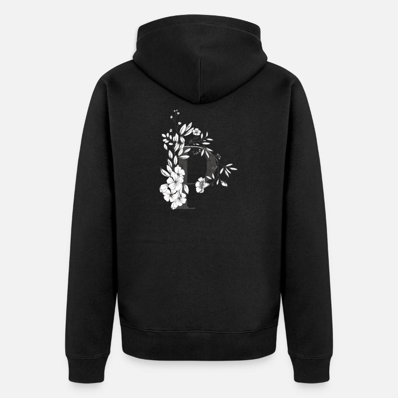 Buchstabe P - Unisex Premium Bio Zip Hoodie - Schwarz