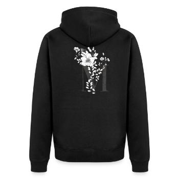 Letter M - Unisex Premium Organic Zip Hoodie - black - Back - Nico (187cm)