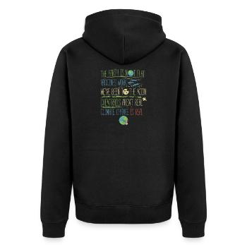 Flache Erde Klimawandel ist real - Unisex Premium Bio Zip Hoodie - Schwarz - Hinten - Nico (187cm)