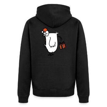 christmas chick verrücktes Huhn - Unisex Premium Bio Zip Hoodie - Schwarz - Hinten - Nico (187cm)