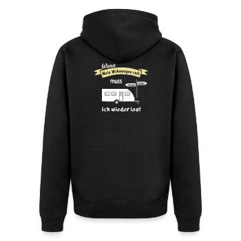mein wohnwagen ruft - Unisex Premium Bio Zip Hoodie - Schwarz - Hinten - Nico (187cm)