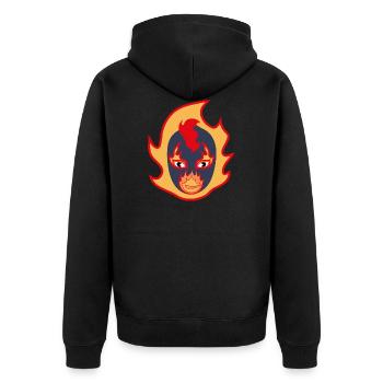 Fireball Boy - Unisex Premium Bio Zip Hoodie - Schwarz - Hinten - Nico (187cm)
