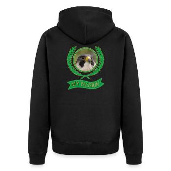 Wanderfalke. Meine Passion - Unisex Premium Bio Zip Hoodie - Schwarz - Hinten - Nico (187cm)