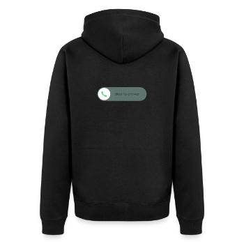 INCOMING CALL Slide to Answer Anruf PHONE HANDY - Unisex Premium Bio Zip Hoodie - Schwarz - Hinten - Nico (187cm)