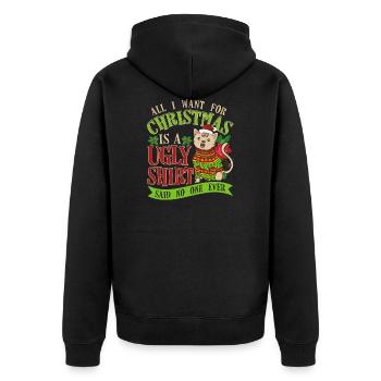 Weihnachtskatze Shirt Geschenk - Unisex Premium Bio Zip Hoodie - Schwarz - Hinten - Nico (187cm)