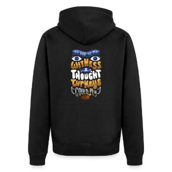 Thanks Giving T-Shirt Truthahn Ernte Feier essen - Unisex Premium Bio Zip Hoodie - Schwarz - Hinten - Nico (187cm)