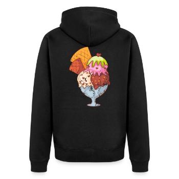 Retro vintage grunge style ice cream cup - Unisex Premium Organic Zip Hoodie - black - Back - Nico (187cm)