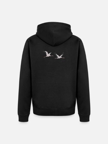 Grues, grue commune, grue eurasienne - Veste à capuche bio Premium Unisexe - noir
