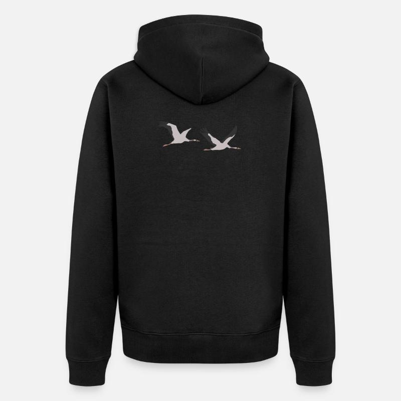Grues, grue commune, grue eurasienne - Veste à capuche bio Premium Unisexe - noir