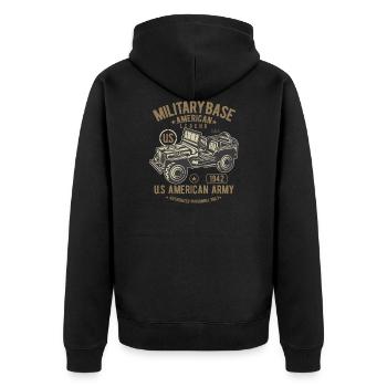 American Army jeep - Unisex Premium Organic Zip Hoodie - black - Back - Nico (187cm)