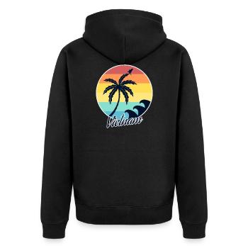 Vietnam - Unisex Premium Bio Zip Hoodie - Schwarz - Hinten - Nico (187cm)