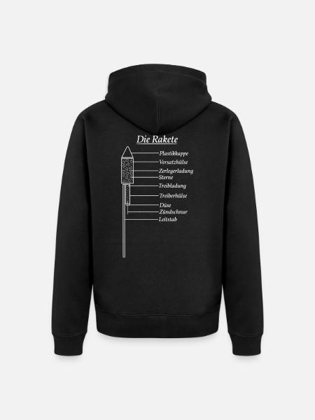 Rakete Pyro Feuerwerk - Unisex Premium Bio Zip Hoodie - Schwarz