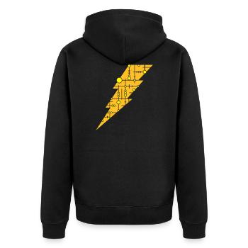 Blitz (Muster) - Unisex Premium Bio Zip Hoodie - Schwarz - Hinten - Nico (187cm)