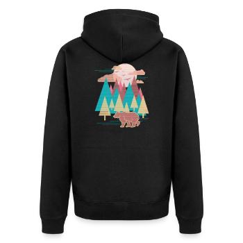 Landscape (bear) - Unisex Premium Organic Zip Hoodie - black - Back - Nico (187cm)