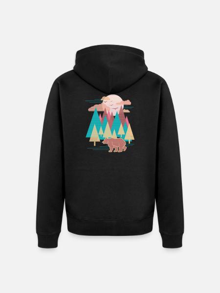 Landschaft (Bär) - Unisex Premium Bio Zip Hoodie - Schwarz