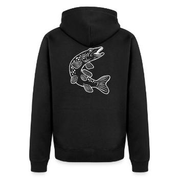 hecht - Unisex Premium Bio Zip Hoodie - Schwarz - Hinten - Nico (187cm)
