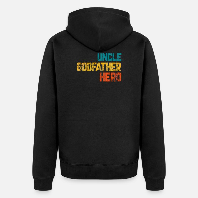UNCLE DODFATHER HERO Geschenk - Unisex Premium Bio Zip Hoodie - Schwarz