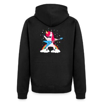 Dabbing unicorn with rock guitar - Unisex Premium Organic Zip Hoodie - black - Back - Nico (187cm)